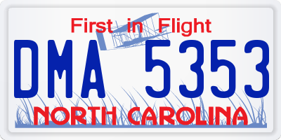 NC license plate DMA5353