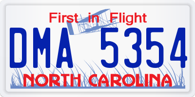 NC license plate DMA5354
