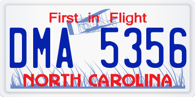 NC license plate DMA5356