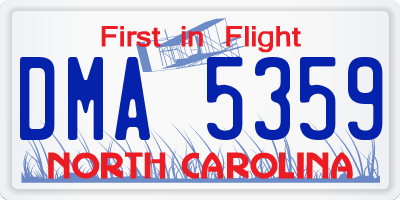 NC license plate DMA5359