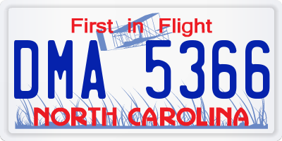 NC license plate DMA5366