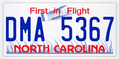 NC license plate DMA5367