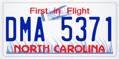 NC license plate DMA5371