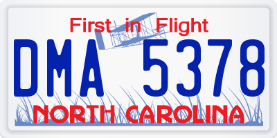 NC license plate DMA5378
