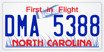 NC license plate DMA5388