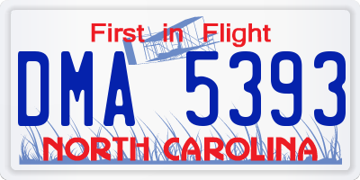 NC license plate DMA5393