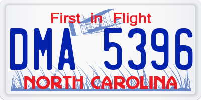 NC license plate DMA5396