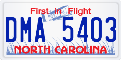 NC license plate DMA5403