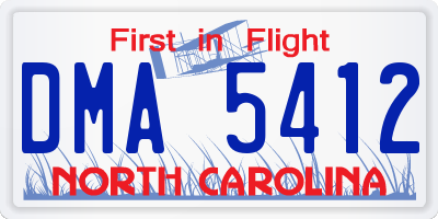 NC license plate DMA5412