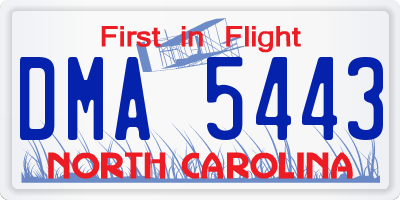 NC license plate DMA5443