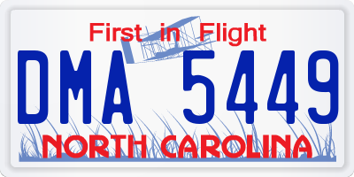NC license plate DMA5449