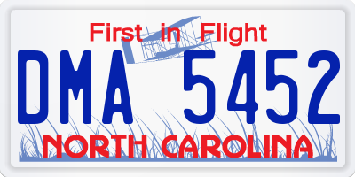 NC license plate DMA5452