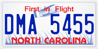 NC license plate DMA5455
