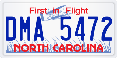 NC license plate DMA5472