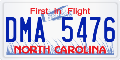 NC license plate DMA5476