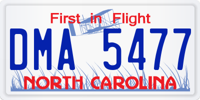 NC license plate DMA5477