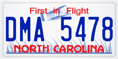 NC license plate DMA5478