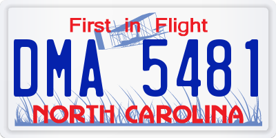 NC license plate DMA5481