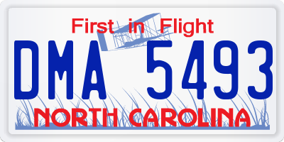 NC license plate DMA5493