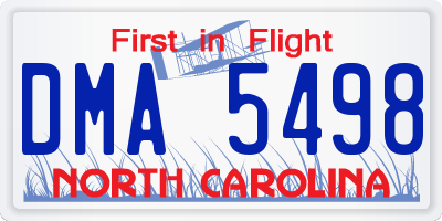 NC license plate DMA5498