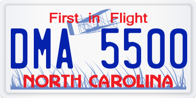 NC license plate DMA5500