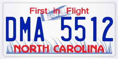 NC license plate DMA5512