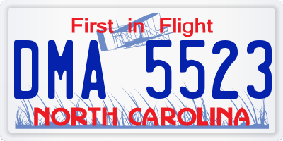 NC license plate DMA5523