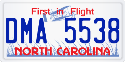 NC license plate DMA5538