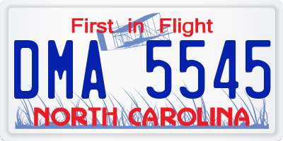 NC license plate DMA5545