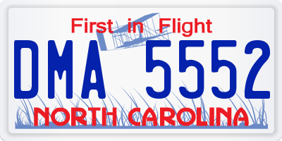NC license plate DMA5552