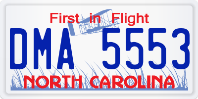 NC license plate DMA5553