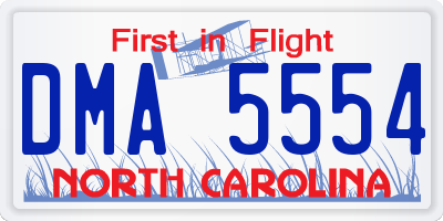 NC license plate DMA5554