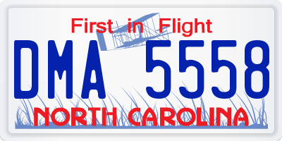 NC license plate DMA5558
