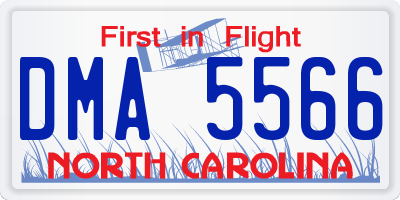 NC license plate DMA5566