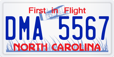 NC license plate DMA5567