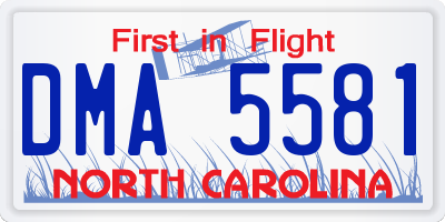 NC license plate DMA5581