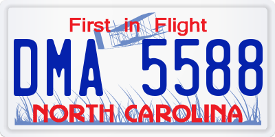 NC license plate DMA5588