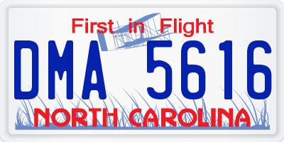 NC license plate DMA5616