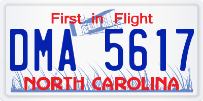 NC license plate DMA5617