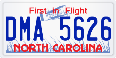 NC license plate DMA5626