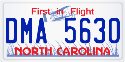 NC license plate DMA5630