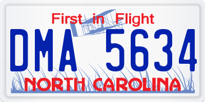NC license plate DMA5634