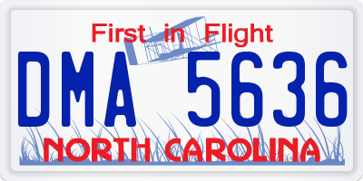 NC license plate DMA5636