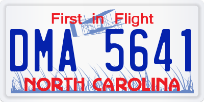 NC license plate DMA5641