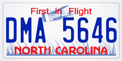 NC license plate DMA5646