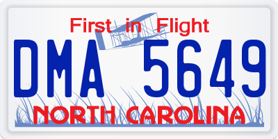 NC license plate DMA5649