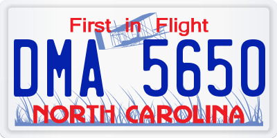 NC license plate DMA5650