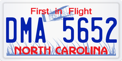 NC license plate DMA5652