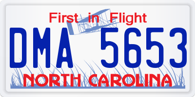 NC license plate DMA5653
