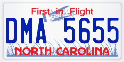 NC license plate DMA5655